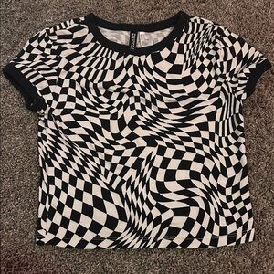 Divided Black and White Optical Illusion Crop Top